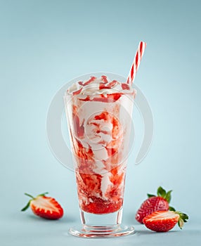 Strawberry milkshake with whipped cream