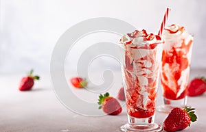 Strawberry milkshake with whipped cream