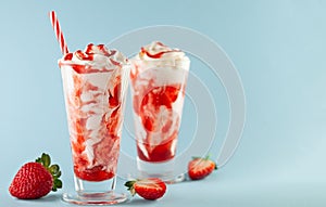 Strawberry milkshake with whipped cream