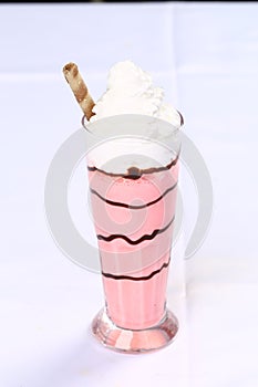 Strawberry milkshake with whipped cream