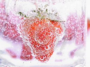Strawberry in Mineral water with boobles