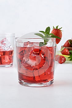 Strawberry mint rum cocktail mojito