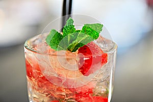 Strawberry mohito cocktail