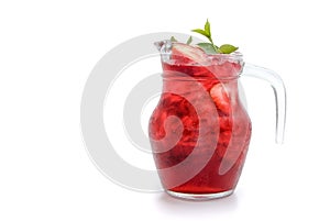 Strawberry mojito drink with strawberry slices
