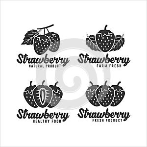 Strawberry natual product logo collection