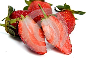 Strawberry over white background