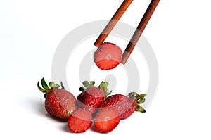 Strawberry over white background