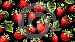 Strawberry pattern background. Generative AI