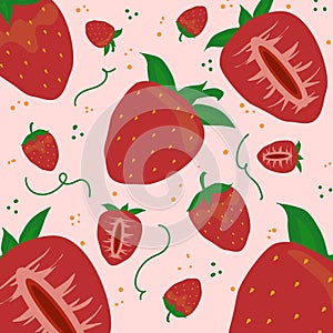 Strawberry Pattern Background Vector Illustration