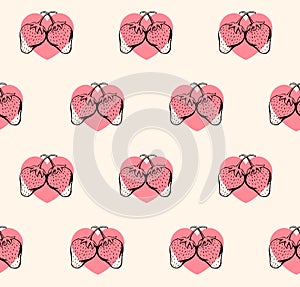 Strawberry pattern with heats pastel color