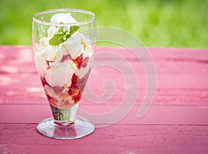 Strawberry pavlova dessert