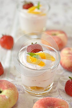Strawberry and peach dessert