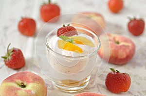 Strawberry and peach dessert