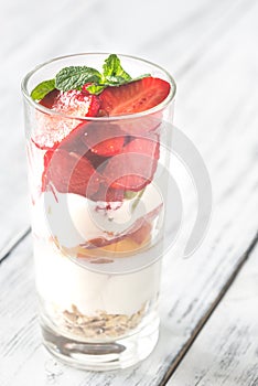 Strawberry and peach parfait