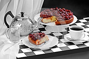 Strawberry pie on the holiday table