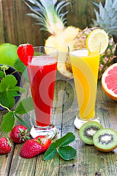 Strawberry and pineapple smoothies