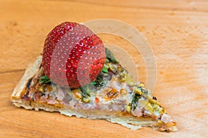 juicy strawberry on pizza