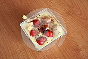 Strawberry pudding dessert