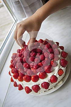 Strawberry and raspberry cake