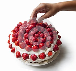 Strawberry and raspberry cake