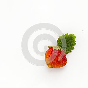 Strawberry red ripe close up on a white background