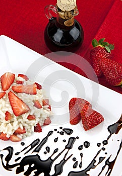 Strawberry risotto with traditional italian balsamic vinegar