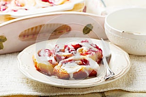 Strawberry roll. .selective focus.