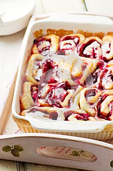 Strawberry roll. .selective focus.