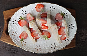 Strawberry Sandwich , Japanese Popular Dessert, Sandwich with Cream and Fruit Slice Inside