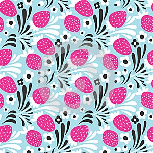 Strawberry. Seamless pattern.