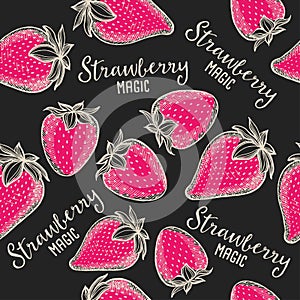 Strawberry seamless pattern background.