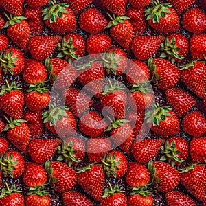 Strawberry seamless pattern background. Realistic photographic style.