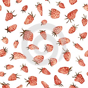 Strawberry seamless pattern. Berries isolated on a white background. Cute vintage print for textiles, packaging. Handmade