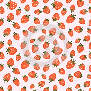 Strawberry seamless pattern. Cute summer berries simple hand drawn illustration Strawberry wrapping paper.