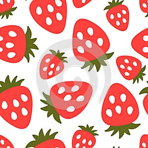 Strawberry seamless pattern flat style. Summer texture for kids textile and wallpaper.