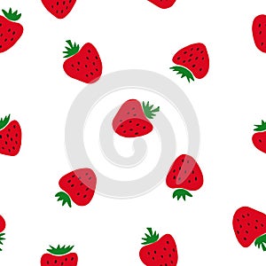 strawberry seamless pattern. hand drawn vector illustration. minimalism. wallpaper, background, wrapping paper, textile