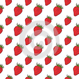 Strawberry seamless pattern illustration background. Fruit endless vector