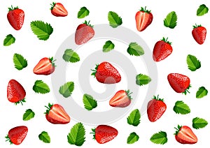 Strawberry seamless pattern isolated on white background, vector