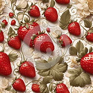 Strawberry seamless pattern - texture with summer fruits. Textures for packaging, fabric, wallpaper, clothing