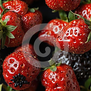 Strawberry seamless pattern - texture with summer fruits. Textures for packaging, fabric, wallpaper, clothing