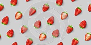 Strawberry seamless pattern, top view, flat lay