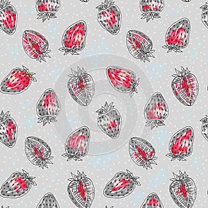 Strawberry seamless pattern. Tropical background