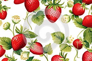 Strawberry seamless pattern. Vector illustration. Hand drawn watercolor, Watercolor illustration of strawberries arranged