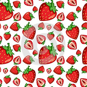 Strawberry seamless pattern on white background