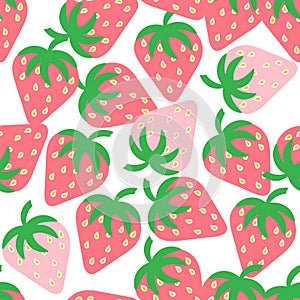 Strawberry seamless pattern on white. Vector Fruit texture for packaging and fabric