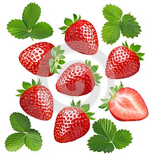 Strawberry set isolated on white background