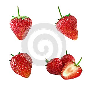 Strawberry set isolated on white background. Clipping Path