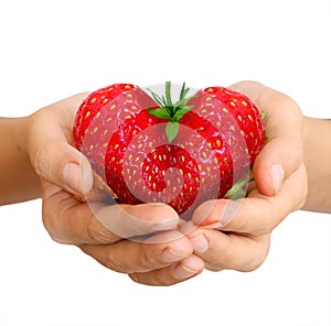 Strawberry in shape of a heart photo