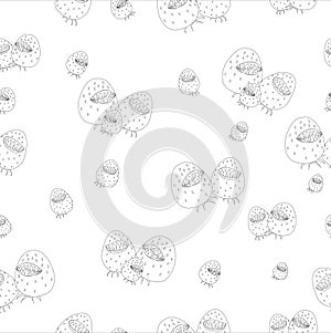 Strawberry with sharp mouth seamless pattern.vector