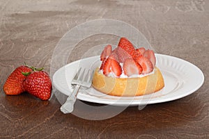 Strawberry shortcake with a fork